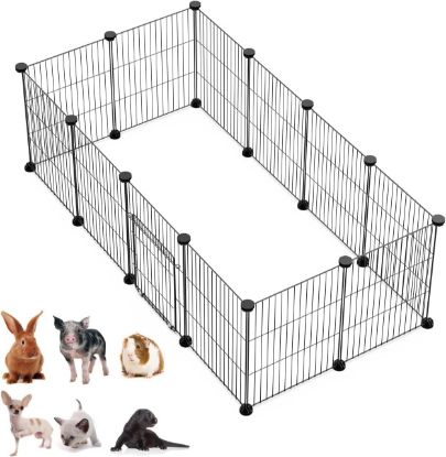 Picture of DIY Small Animal Playpen, Pet Playpen with Door, Rabbit Cage, Guinea Pig Cages, Puppy Playpen, Kitten Playpen | Indoor &amp; Outdoor Portable Metal Wire Yard Fence, 12pcs Metal Pet Panels