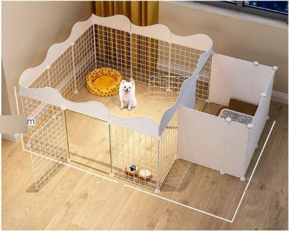 Picture of Pet Playpen, Puppy Potty Training Indoor Fence Portable Metal Wire Yard Small Animal Exercise Pen Kennel for Small-Sized Dog, Puppy, Rabbit, Guinea Pigs, Turtle,Ferret