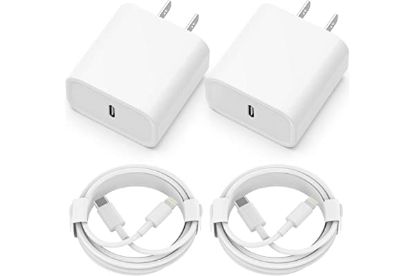 Picture of iPhone Charger [Apple MFi Certified] 2 Pack 20W PD USB C Wall Fast Charger Adapter with 2 Pack 6FT Type C to Lightning Cable